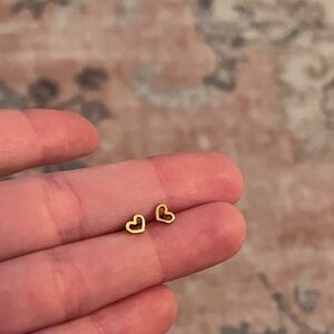 Dainty gold plated heart earrings